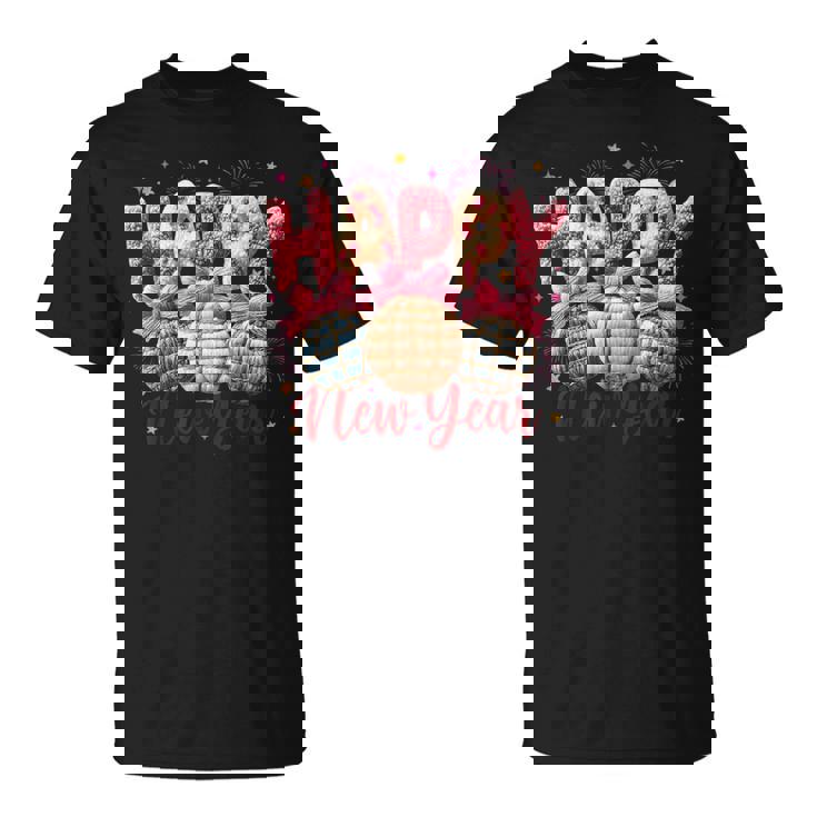 Latch Hook Yarn Crochet New Year 2026 Disco Ball Fireworks T-Shirt