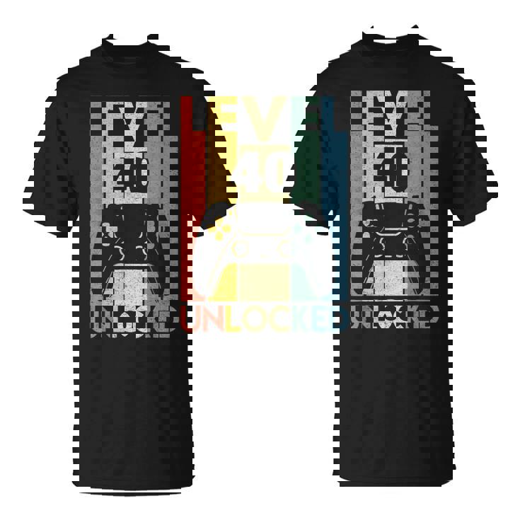 Level 40 Unlocked ideo Gamer 40Th Birthday Tシャツ