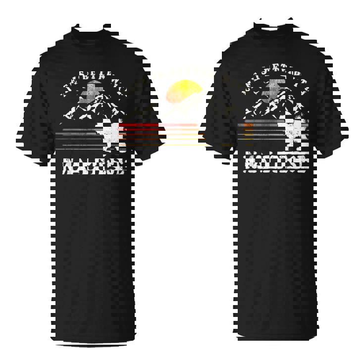 Life Better マルチーズ ビンテージ Dog Mom Dad Tシャツ