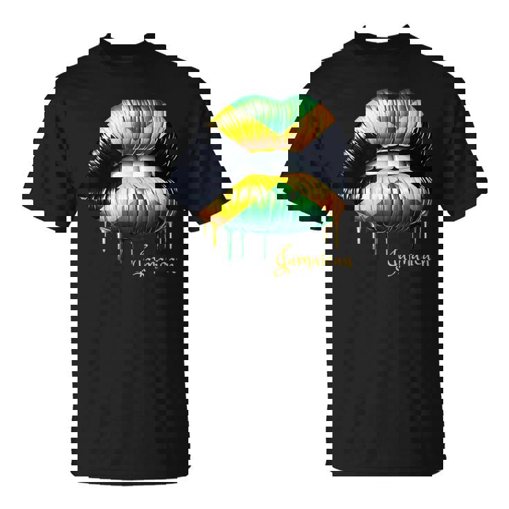 Lips Jamaican Flag Jamaica Love Travelacation Tシャツ
