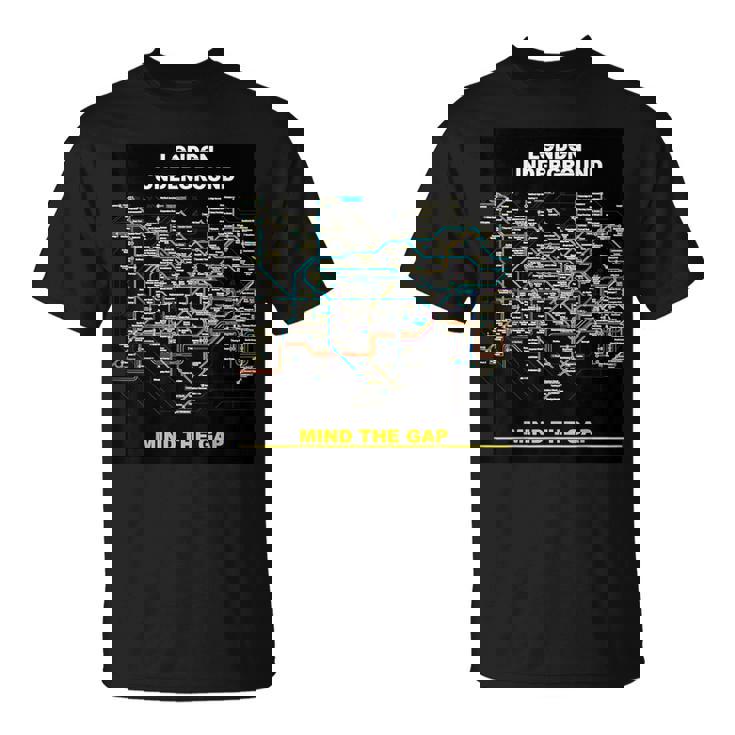 London Underground Mind The Gap Map England Uk 電車管 Tシャツ