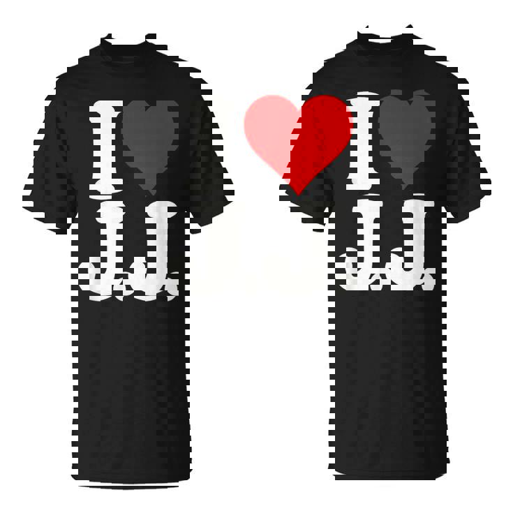 I Love Heart JJ Jj J J イニシャル Tシャツ