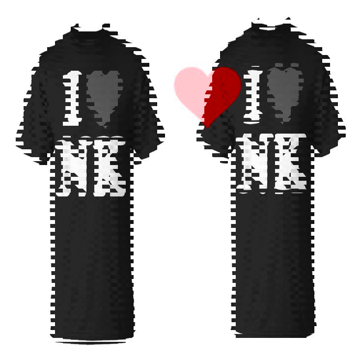 I Love Nk Initials I Heart NK First Last Name N K Tシャツ