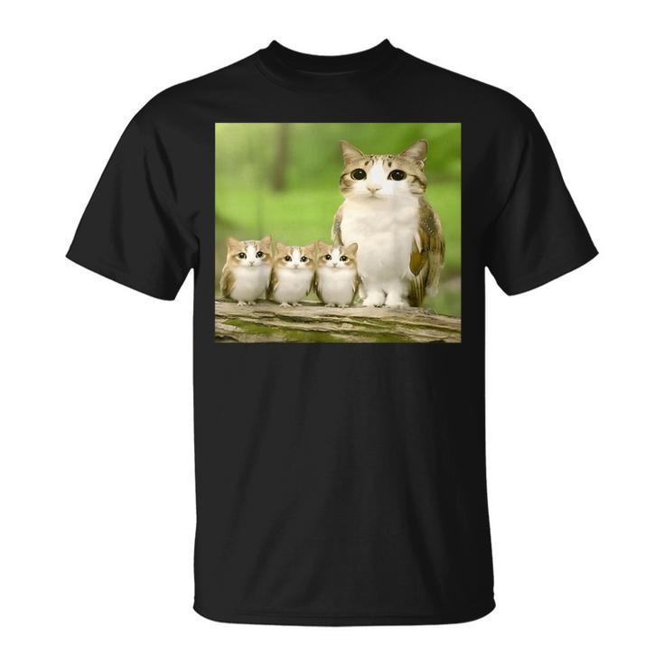 Meowl Mom With Babies Meolws Cat Owl Cute Brainrot T-Shirt