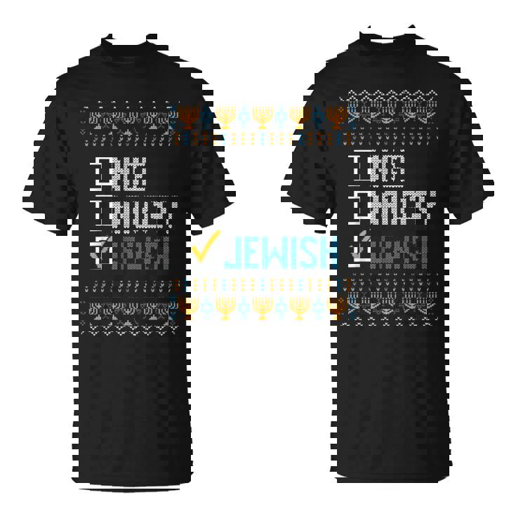 Nice Naughty Jewish Ugly Christmas Sweater Hanukkah T-Shirt
