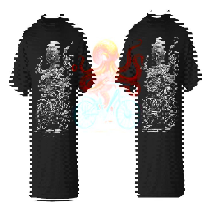 Octopus On Bicycle Cycling Squid Road Bike Cyclist T-Shirt