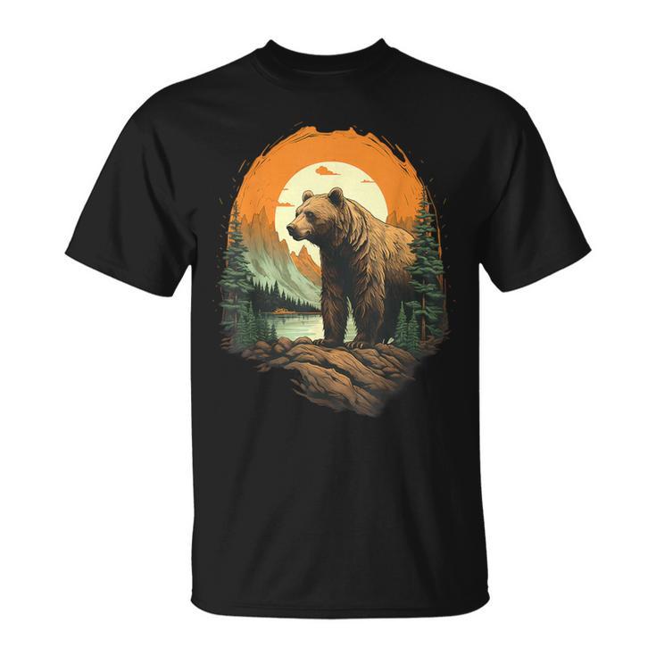 Oso Colorido Paisaje Bosqueidailvestre Animales Amantes Camiseta unisex
