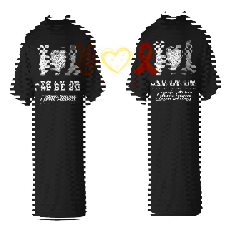 Peace Love Cure 白血病 意識啓発 男性 女性 子供 白血病 Tシャツ