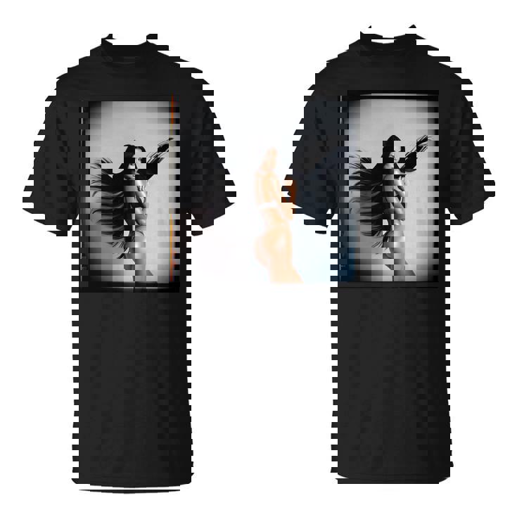 Pinup Girl 男性用 セクシーなブルネットファッションモデル 長袖tシャツ Tシャツ