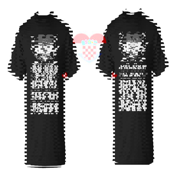 Proud Husband Of Beautiful Croatian Wife Croatia Flag T-Shirt