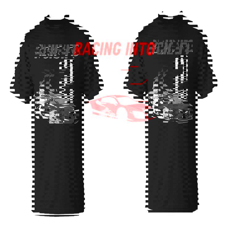 Racing Into 2Nd Birthday レースカー 2歳 幼児 男の子 Tシャツ