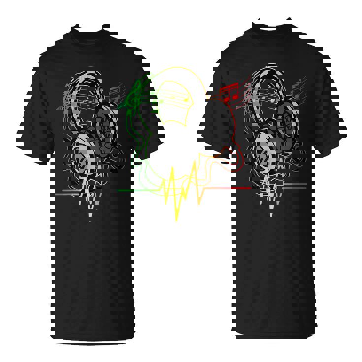 Rasta レゲエ ミュージックヘッドフォン ビンテージ Tシャツ