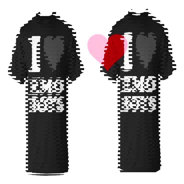 Red Heart I Love Emo Boys Tシャツ
