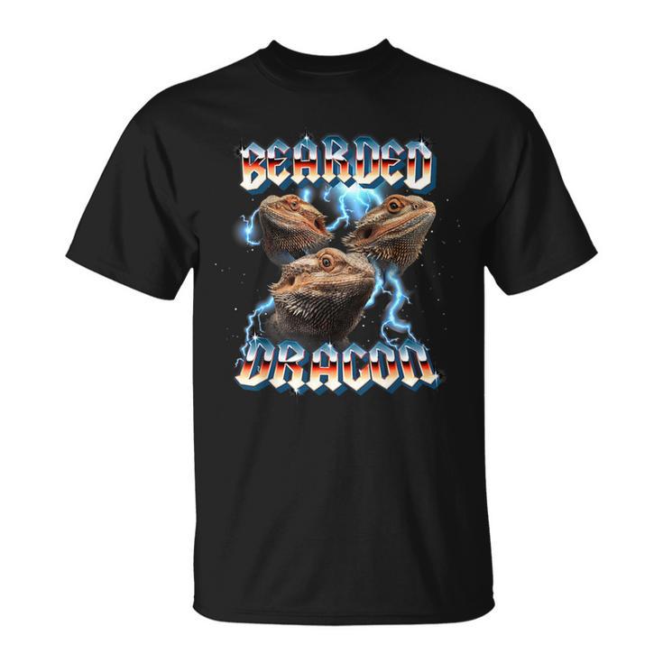 Retro 80S Heavy Metal Band Glam Rock Bearded Dragon Lover T-Shirt