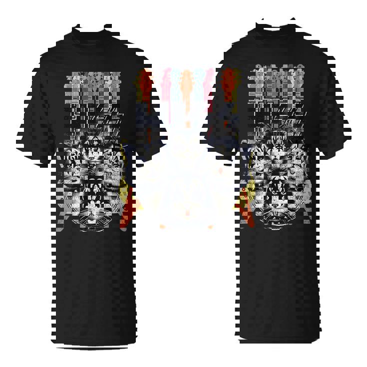 Hiss Cats 子猫 パロディ ロック ロッキン ヴィンテージ レトロ 猫 Tシャツ