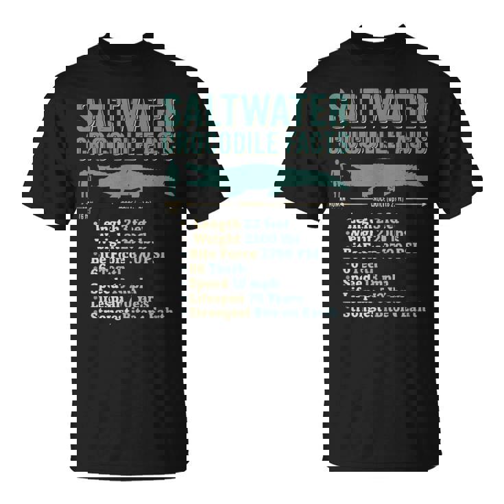Saltwater Crocodile Facts Diagram Statistics Info T-Shirt