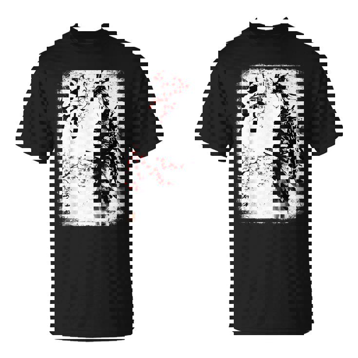 Samurai Giraffe Ninja Budo Japan Worrior Cherry Blosson Tシャツ