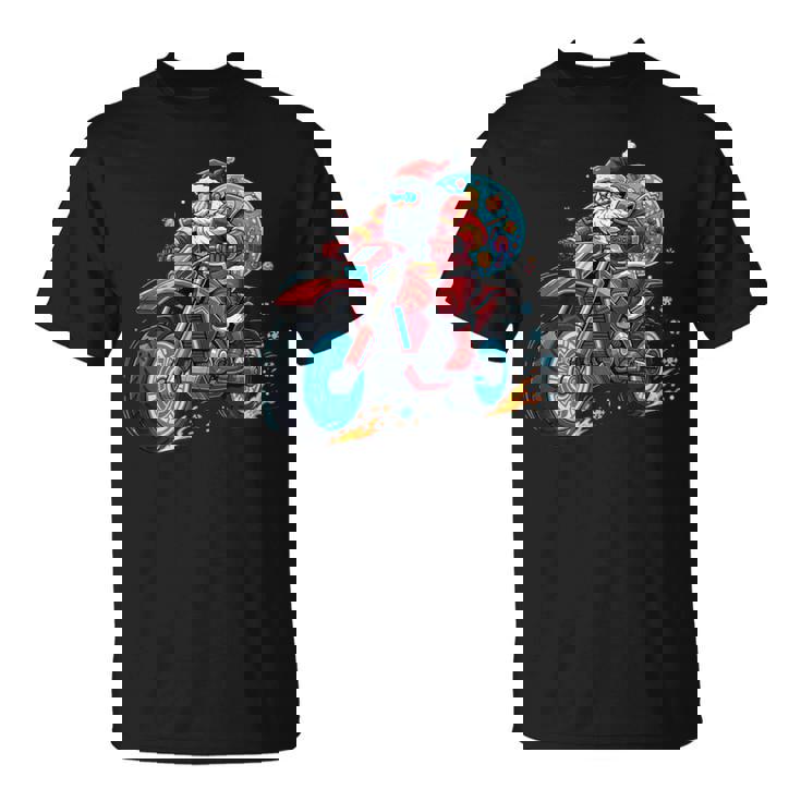 Santa Claus Riding Dirt Bike In a Fun Festive Holiday Ride Tank Top T-Shirt