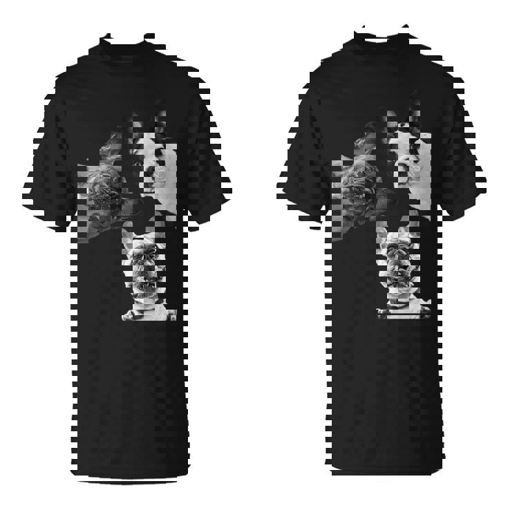 Sneaky フレンチブルドッグ ドッグ ドッグ フレンチ ポッキング ヘッド フェイス 長袖tシャツ Tシャツ