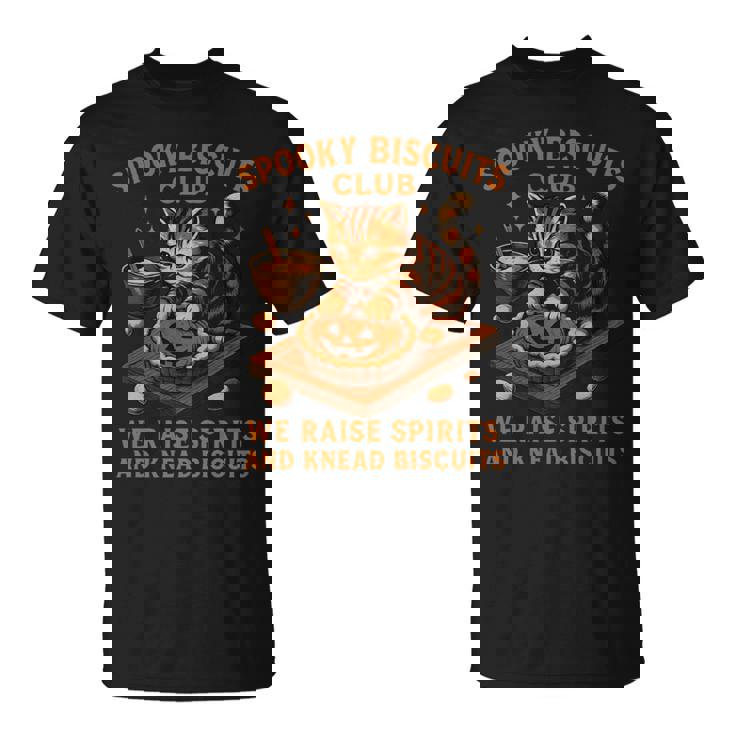 Spooky Biscuits Club Cat 面白い ハロウィン ベーキングベイカー 長袖tシャツ Tシャツ