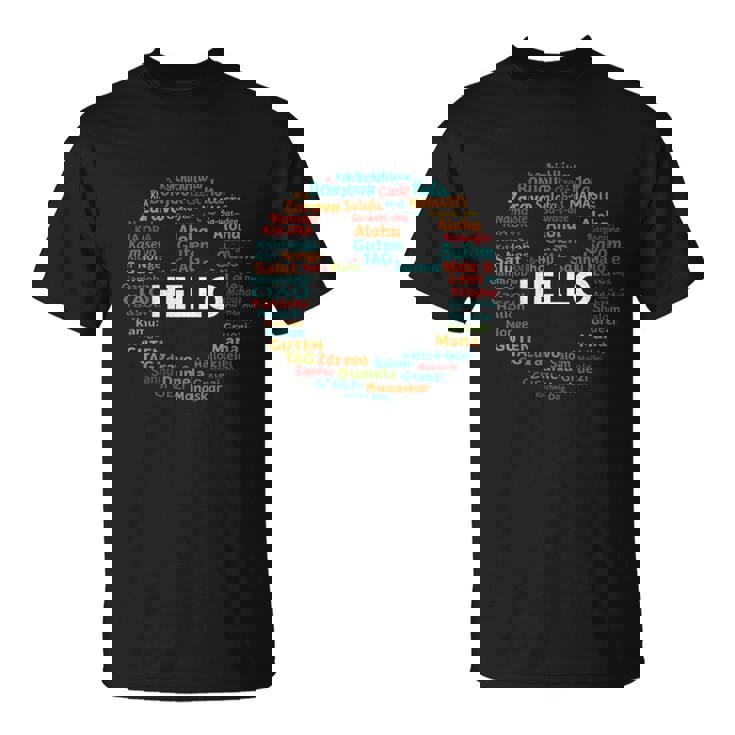 Start With Hello Different World Language Learning Teacher T-Shirt