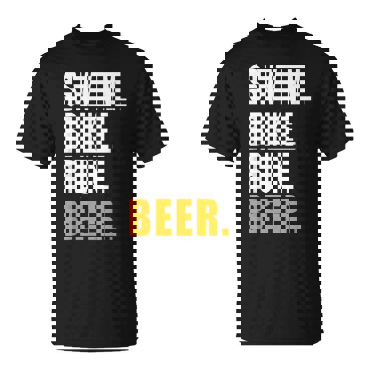 Swim Bike Run スイム バイク ラン ビール トライアスロン トライアスロン スポーツ メンズ レディース Tシャツ