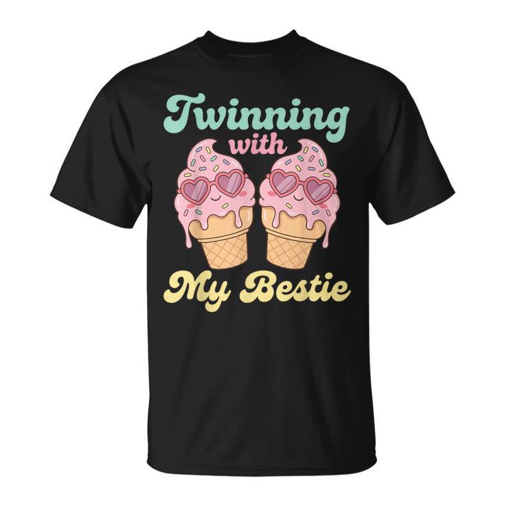 Twinning With My Bestie Matching Twins Day Ice Cream T-Shirt
