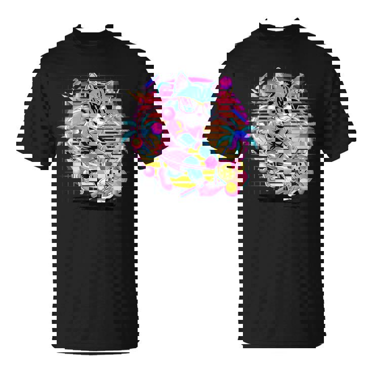 Vaporwave 猫 ピックルボール プレーヤー 80年代 レトロ 美学 Tシャツ