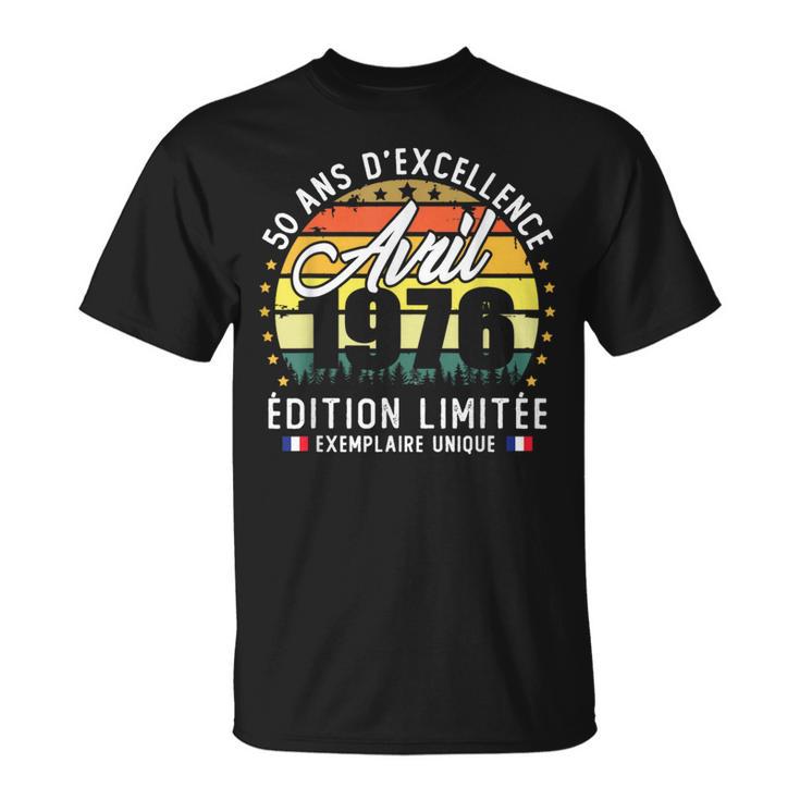 Vintage Avril 1976 Cadeau D'anniversaire 50 Ans Homme T-Shirt