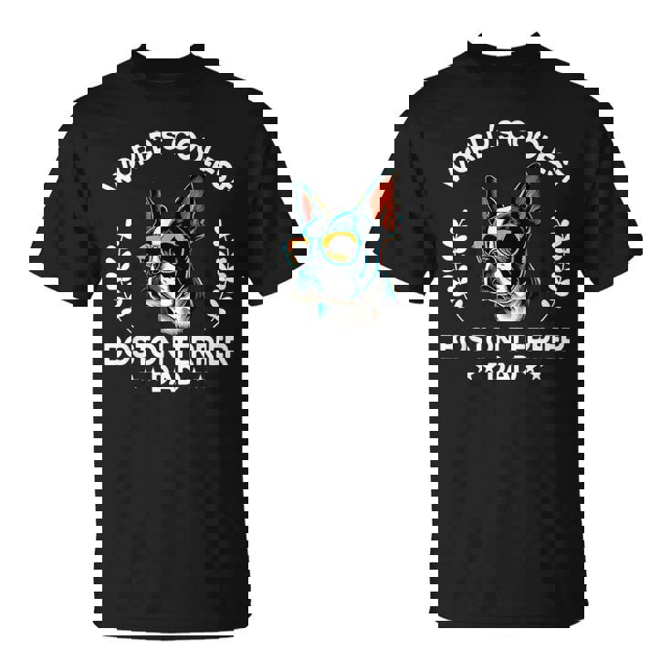 World's Coolest Dog Dad Papa メンズ ボストンテリア Tシャツ