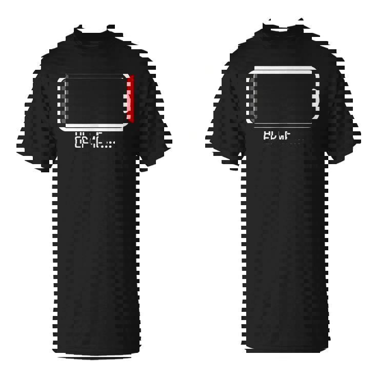 「 Help Me バッテリー 電池切れ」おもしろ 筆文字！服 面白い文字入り Tシャツ