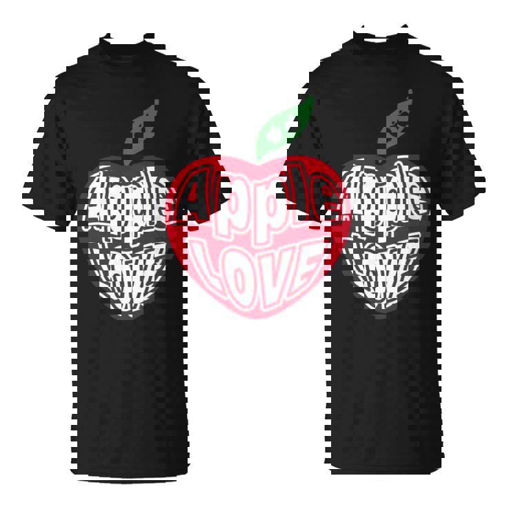 「Red Apple Fresh Fruit 」 ハート型 Love りんご フルーツ ユニークデザイン 長袖tシャツ Tシャツ