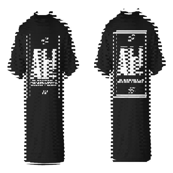 おったま Ah 元素デザイン おもしろ理系 サプライズ要素 42 ナンバー グラフィック Tシャツ