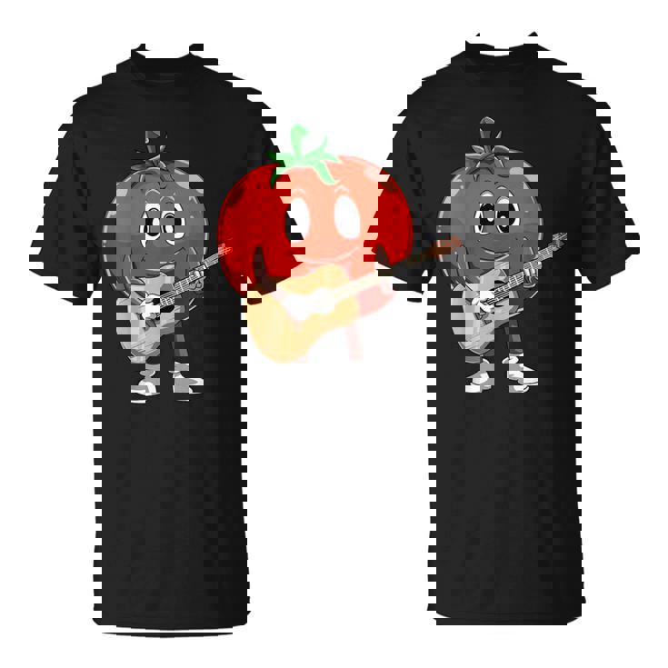 おもしろギタリスト トマト 演奏 ギター ミュージシャン トマト ギター Tシャツ