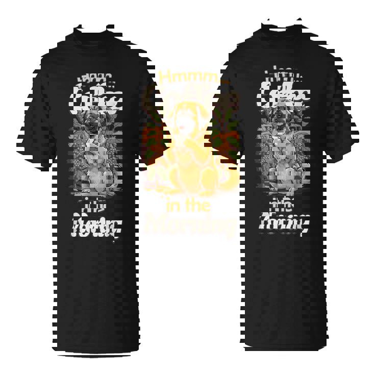 かわいいレオンベルガー犬と朝のコーヒー。 Tシャツ