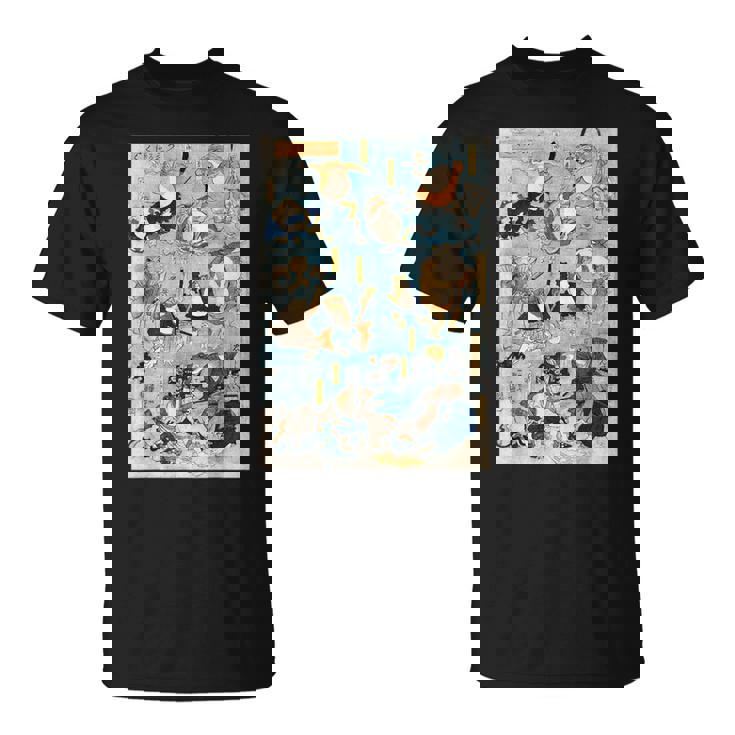 かゑるづくし 擬人化された蛙が 歌川国芳 日本の侍カエル 日本の伝統芸術 浮世絵 ヴィンテージの美学 Tシャツ