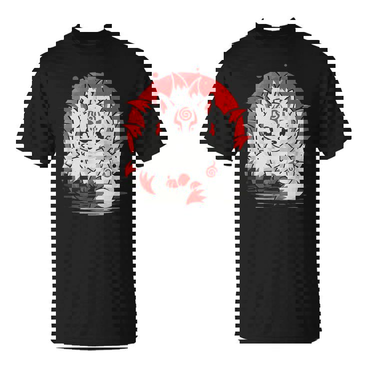 きつね 笑う キツネ 九尾 神話 動物 Tシャツ