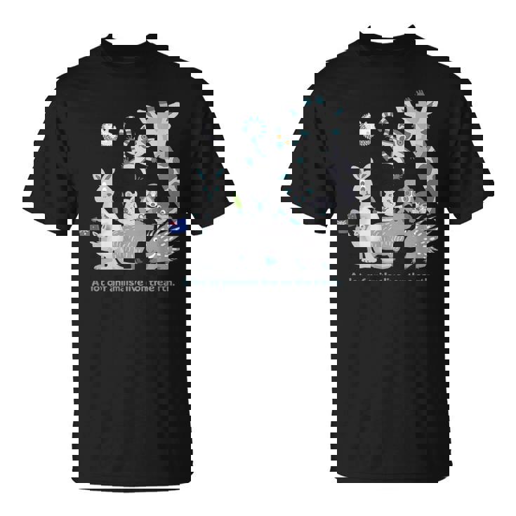 みんなの地球 アニマル キリン カンガルー カピバラ クアッカワラビー ワオキツネザル ハリネズミ メンズ レディース Tシャツ