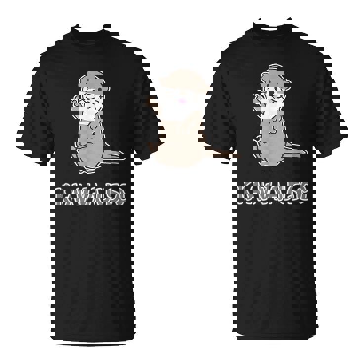 ゆるカワウソさん まるくん『はろー』 コツメカワウソ かわいい キャラクター イラスト Tシャツ