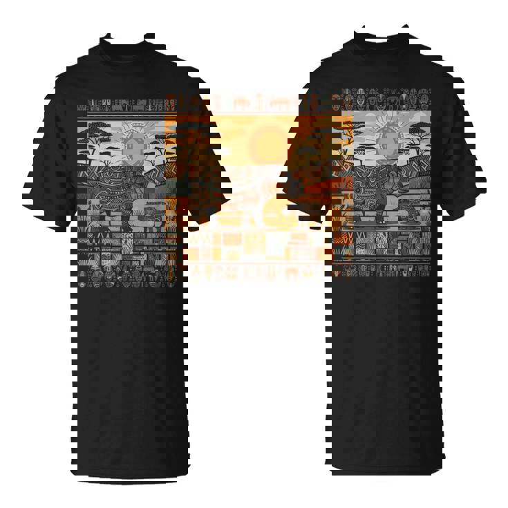 アフリカカバファミリー 部族 ケンテ柄 サファリ ガーナ Tシャツ