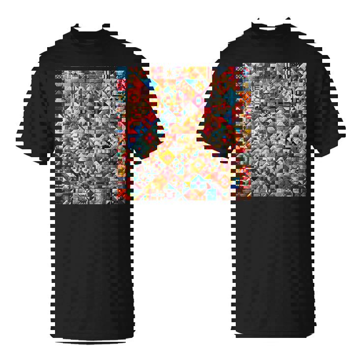 アメリカンキルト カラフル パッチワーク キルティング キルター ソーイング Tシャツ