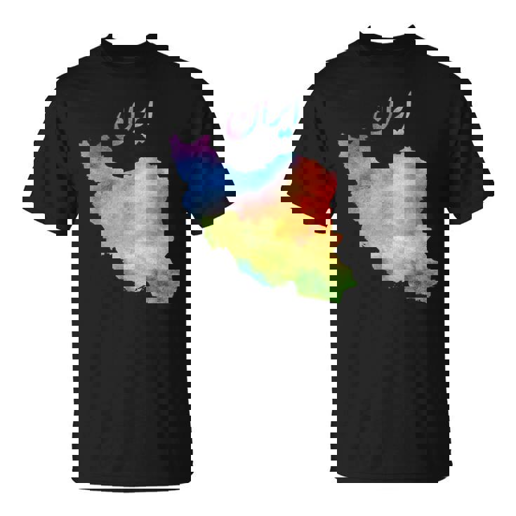 イランの地図 イランのカラフルな地図 水彩イラスト Tシャツ