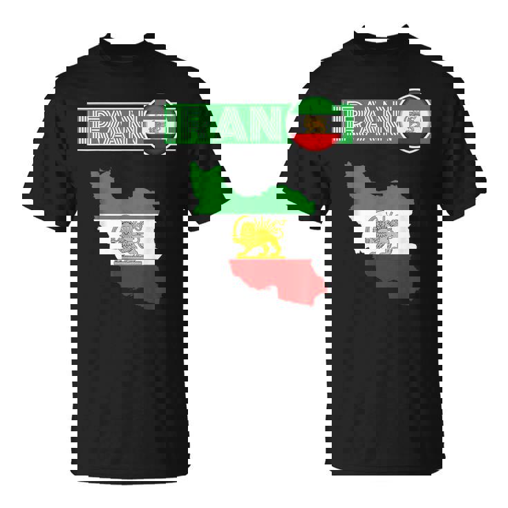 イランライオン太陽旗、イラン地図、イラン、イランの旗、イランの旗。 Tシャツ