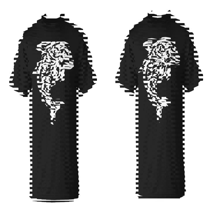 イルカ ポリネシアン トライバル マオリ ライトパターン イルカ 長袖tシャツ Tシャツ