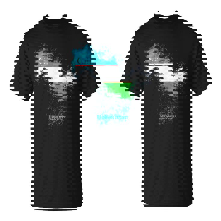 ウズベキスタン 国旗 地図 ウズベク ウズベキスタン Tシャツ