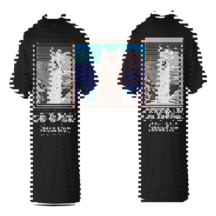 エクアドル山脈コトパクシ国立公園のかわいいラマ Tシャツ