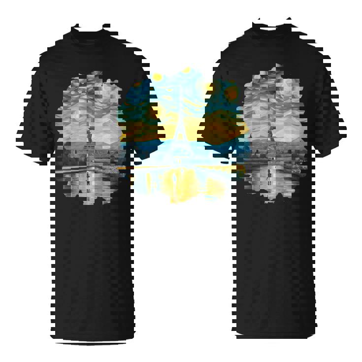 エッフェル塔 アートワーク ルーヴル美術館 フランス観光 パリ Tシャツ