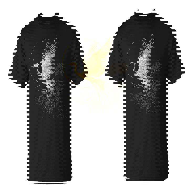 エレガントな鶴 アールデコ デザイン 優雅な鳥 Tシャツ