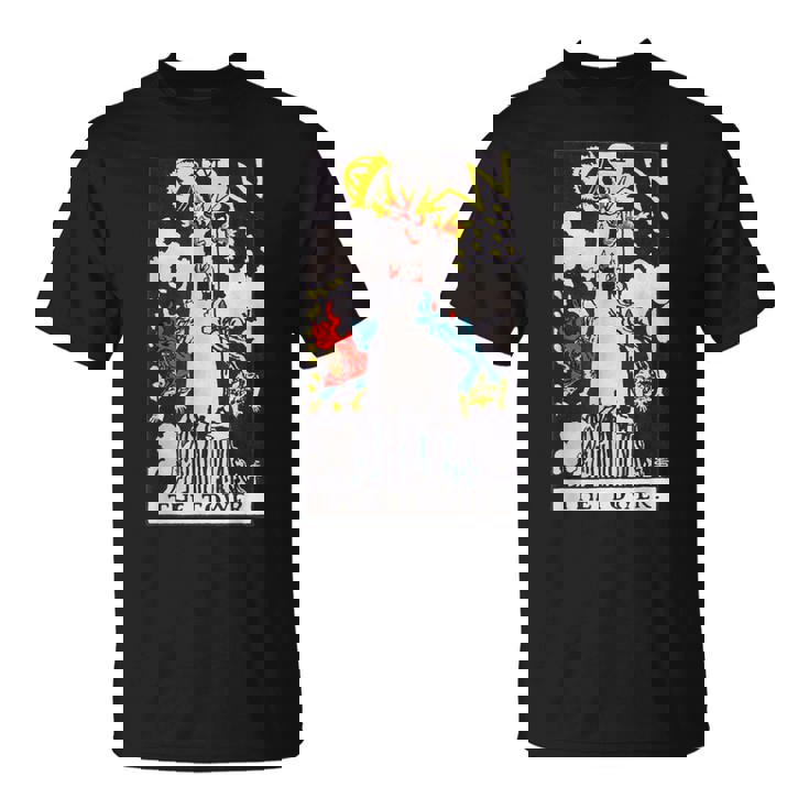 オリジナルのrider Waite Deckからのタワービンテージタロットカード Tシャツ