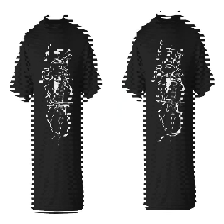 カエル 演奏 コントラバス 音符付き チェロ コントラバス Tシャツ